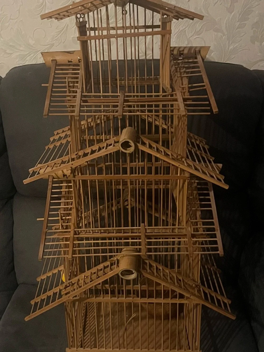 Vintage 3 tiered bamboo birdcage
